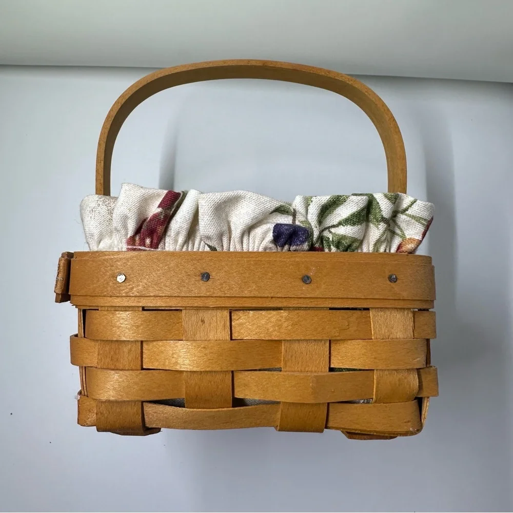 Longaberger Tarrogon Small Square Woven Basket - Fabric‎ Liner - Plastic Liner